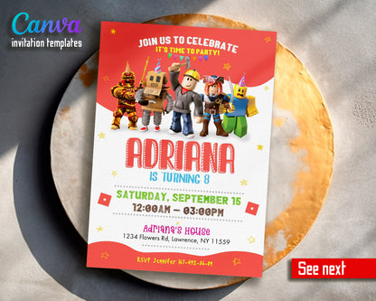 Roblox customizable invite template | instant download | Share or Print | BD160