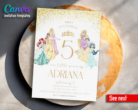 Princess Disney customizable invite template girl | instant download | Share or Print | BM488