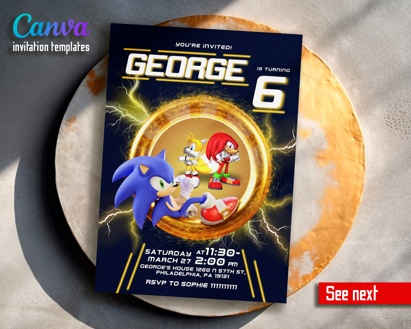 Sonic Hedgehog customizable invite template | instant download | Share or Print | WX590