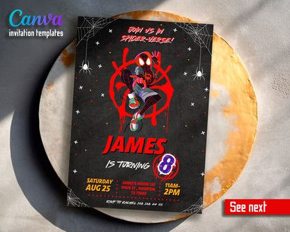 Spiderman Spider Verse customizable invite template | instant download | Share or Print | CL023