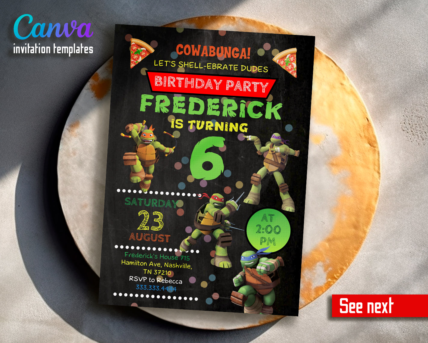 Teenage Mutant Ninja Turtles, TMNT customizable invite template boy | instant download | Share or Print | AM829