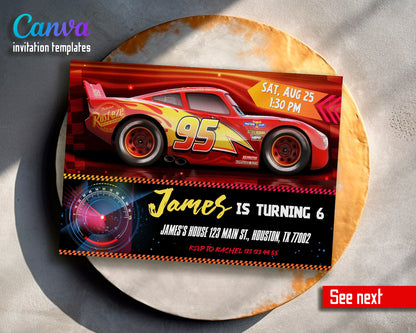 Cars Lighting McQueen customizable invite template | instant download | Share or Print | XY830