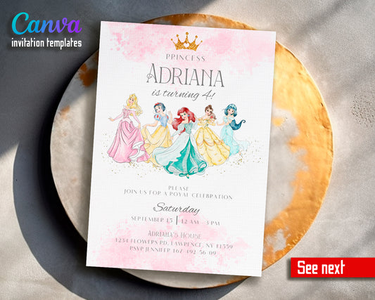 Princess Disney customizable invite template girl | instant download | Share or Print | HK204