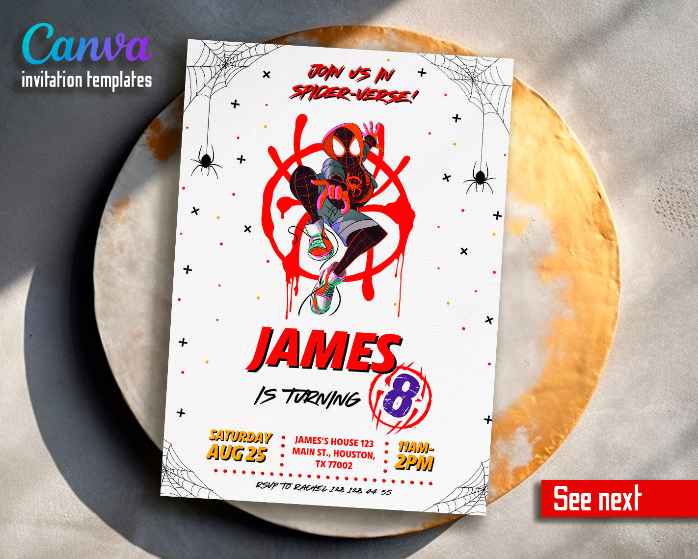 Spiderman Spider Verse customizable invite template | instant download | Share or Print | ZT420