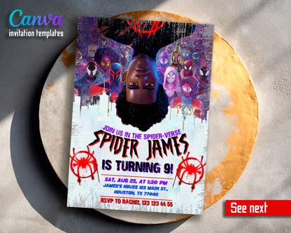 Spiderman Spider Verse customizable invite template | instant download | Share or Print | VY521