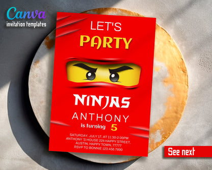 Ninjago customizable invite template boy | instant download | Share or Print | KV455