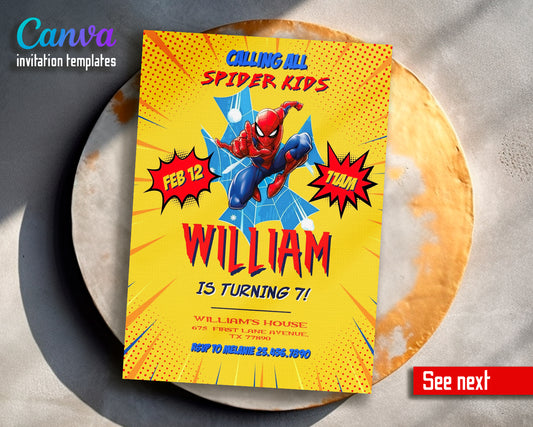 Spiderman customizable invite template | instant download | Share or Print | CS432