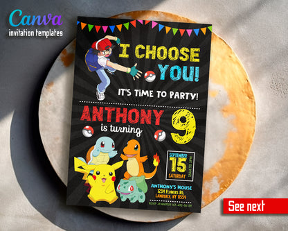 Pokemon customizable invite template | instant download | Share or Print | BP278