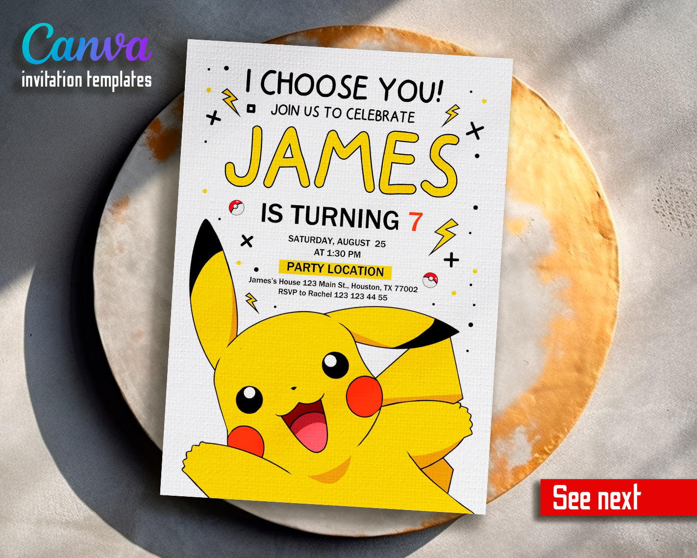 Pokemon customizable invite template | instant download | Share or Print | WQ894