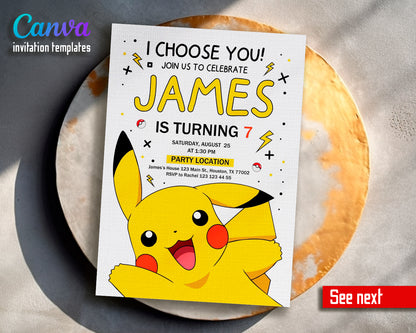 Pokemon customizable invite template | instant download | Share or Print | WQ894