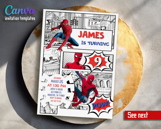 Spiderman customizable invite template | instant download | Share or Print | QH493