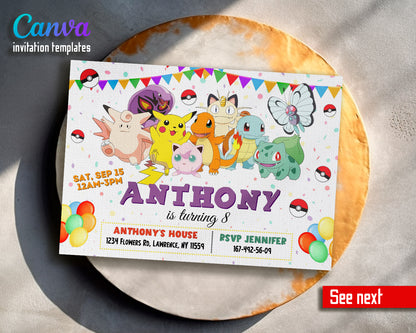 Pokemon customizable invite template | instant download | Share or Print | DC520