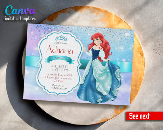 Little Mermaid Ariel customizable invite template girl | instant download | Share or Print | EO178