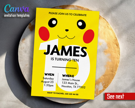 Pokemon customizable invite template | instant download | Share or Print | CQ869