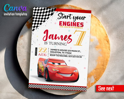 Cars Lighting McQueen customizable invite template | instant download | Share or Print | FP106