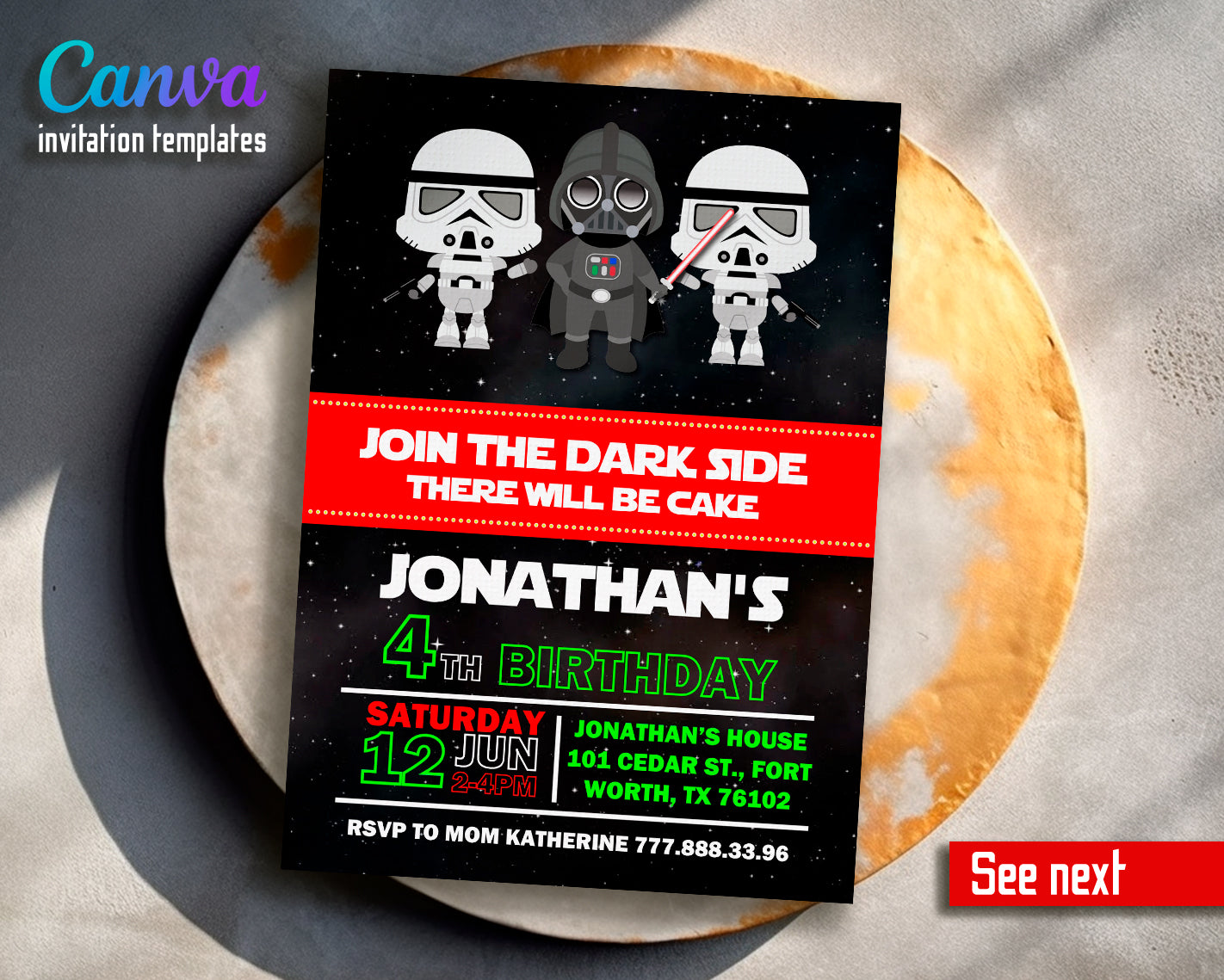 Star Wars customizable invite template | instant download | Share or Print | OY882