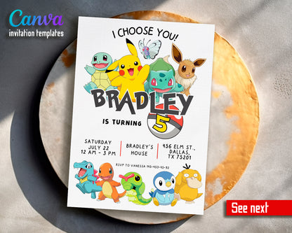 Pokemon customizable invite template | instant download | Share or Print | IZ958