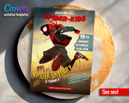 Spiderman Spider Verse customizable invite template boy | instant download | Share or Print | GE370