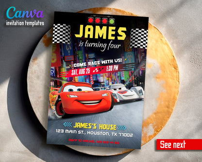 Cars Lighting McQueen customizable invite template | instant download | Share or Print | JZ046