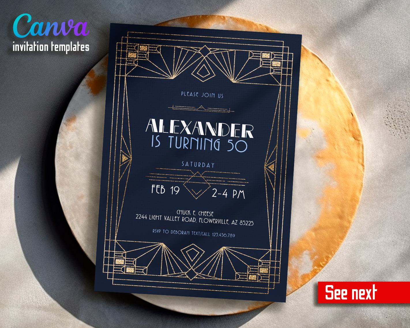 Great Gatsby customizable invite template | instant download | Share or Print | YE729