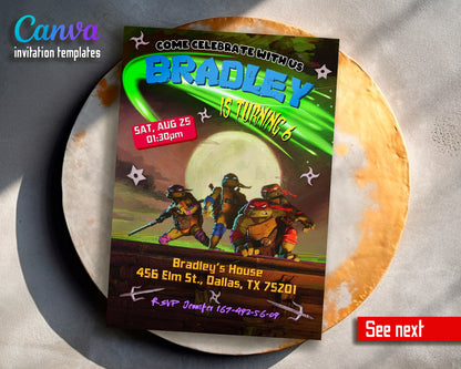 Teenage Mutant Ninja Turtles: Mutant Mayhem customizable invite template boy | instant download | Share or Print | YT353