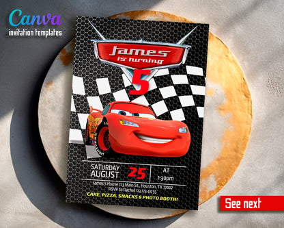 Cars Lighting McQueen customizable invite template | instant download | Share or Print | JL247