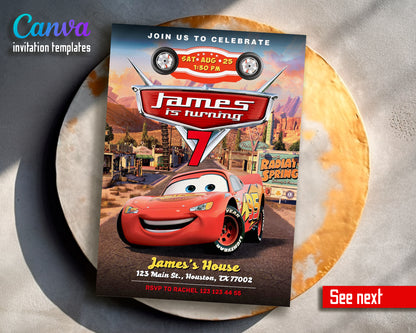 Cars Lighting McQueen customizable invite template | instant download | Share or Print | DZ439