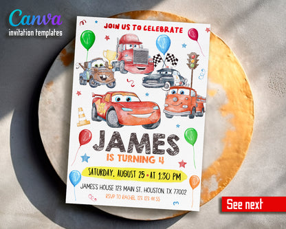 Cars Lighting McQueen customizable invite template | instant download | Share or Print | II523