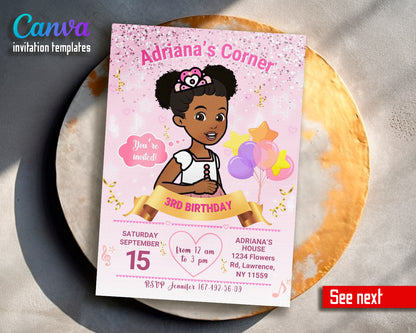 Gracie's Corner customizable invite template girl | instant download | Share or Print | FH815