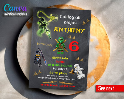 Ninjago customizable invite template boy | instant download | Share or Print | XD684