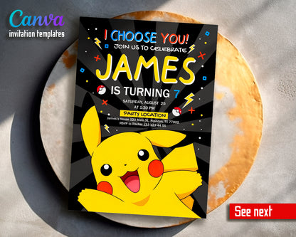 Pokemon customizable invite template | instant download | Share or Print | KT577