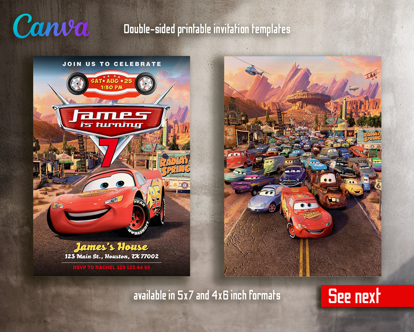 Cars Lighting McQueen customizable invite template | instant download | Share or Print | DZ439