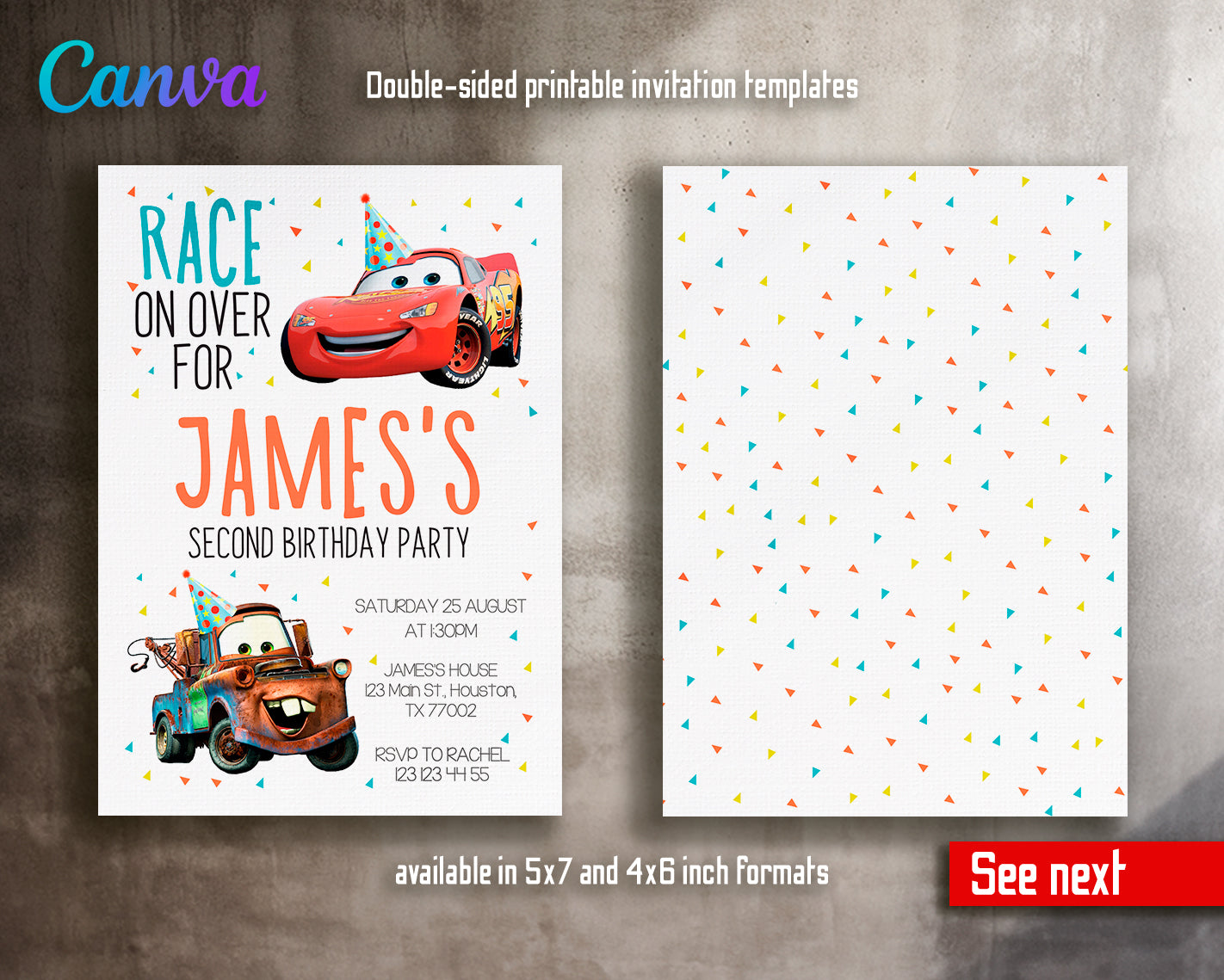 Cars Lighting McQueen customizable invite template | instant download | Share or Print | CY978