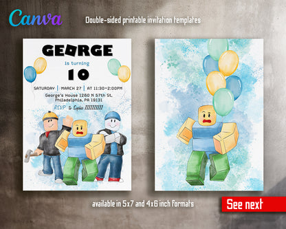 Roblox customizable invite template | instant download | Share or Print | HV169