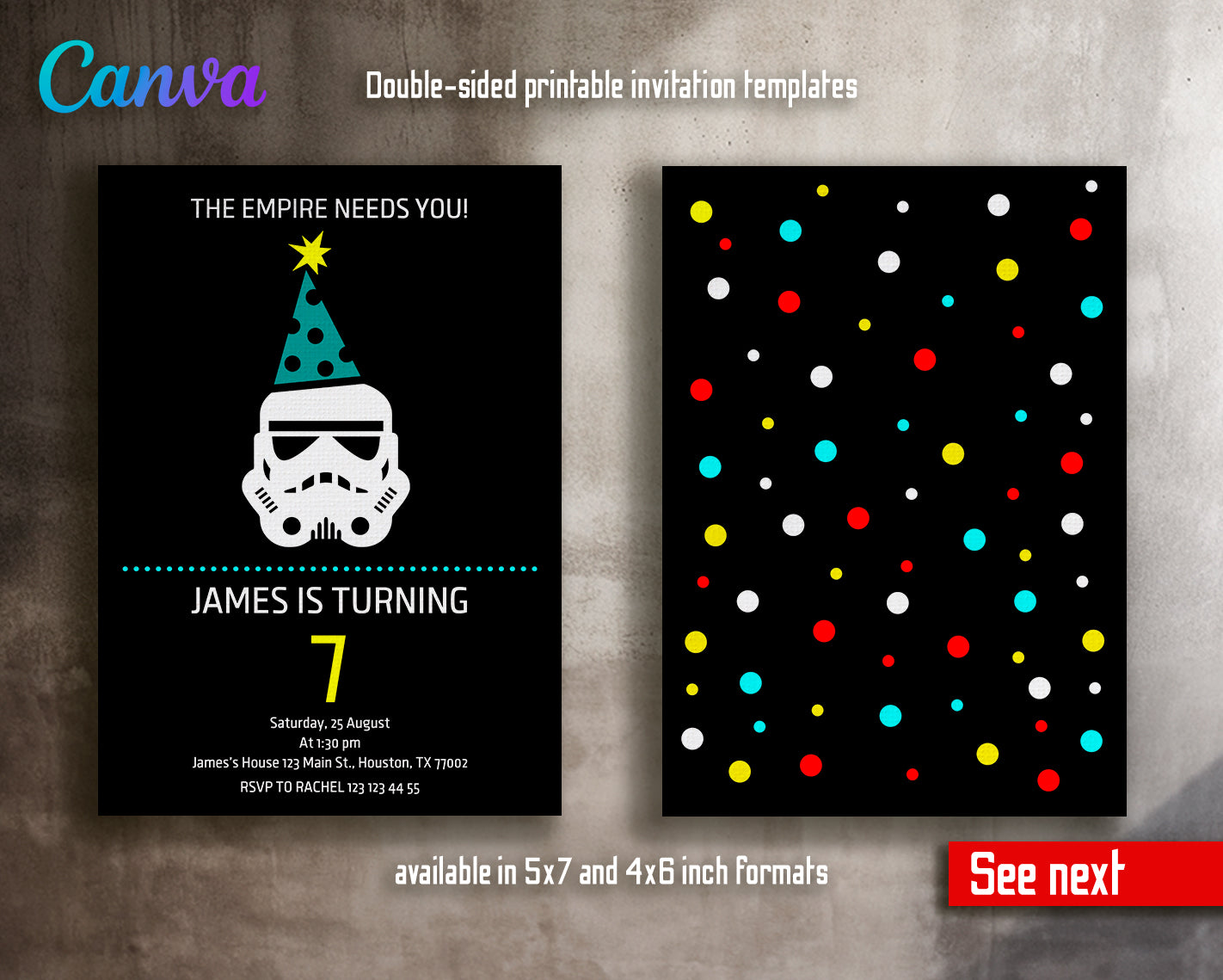 Star Wars customizable invite template | instant download | Share or Print | SU378