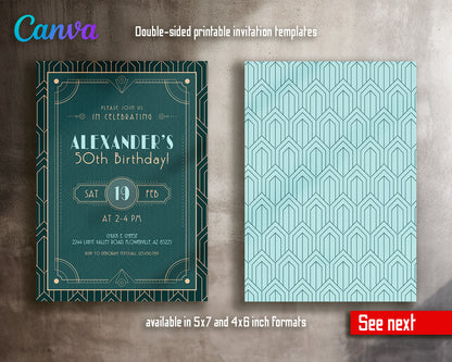 Great Gatsby customizable invite template | instant download | Share or Print | ZE641