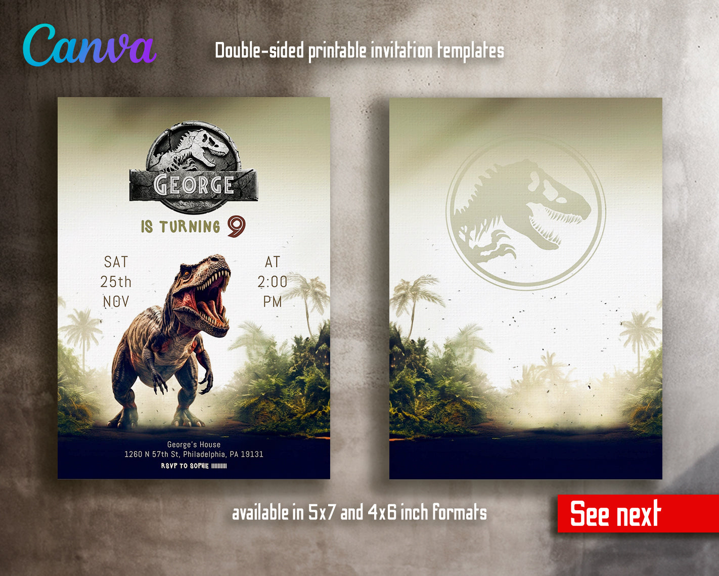 Jurassic World customizable invite template | instant download | Share or Print | IU601