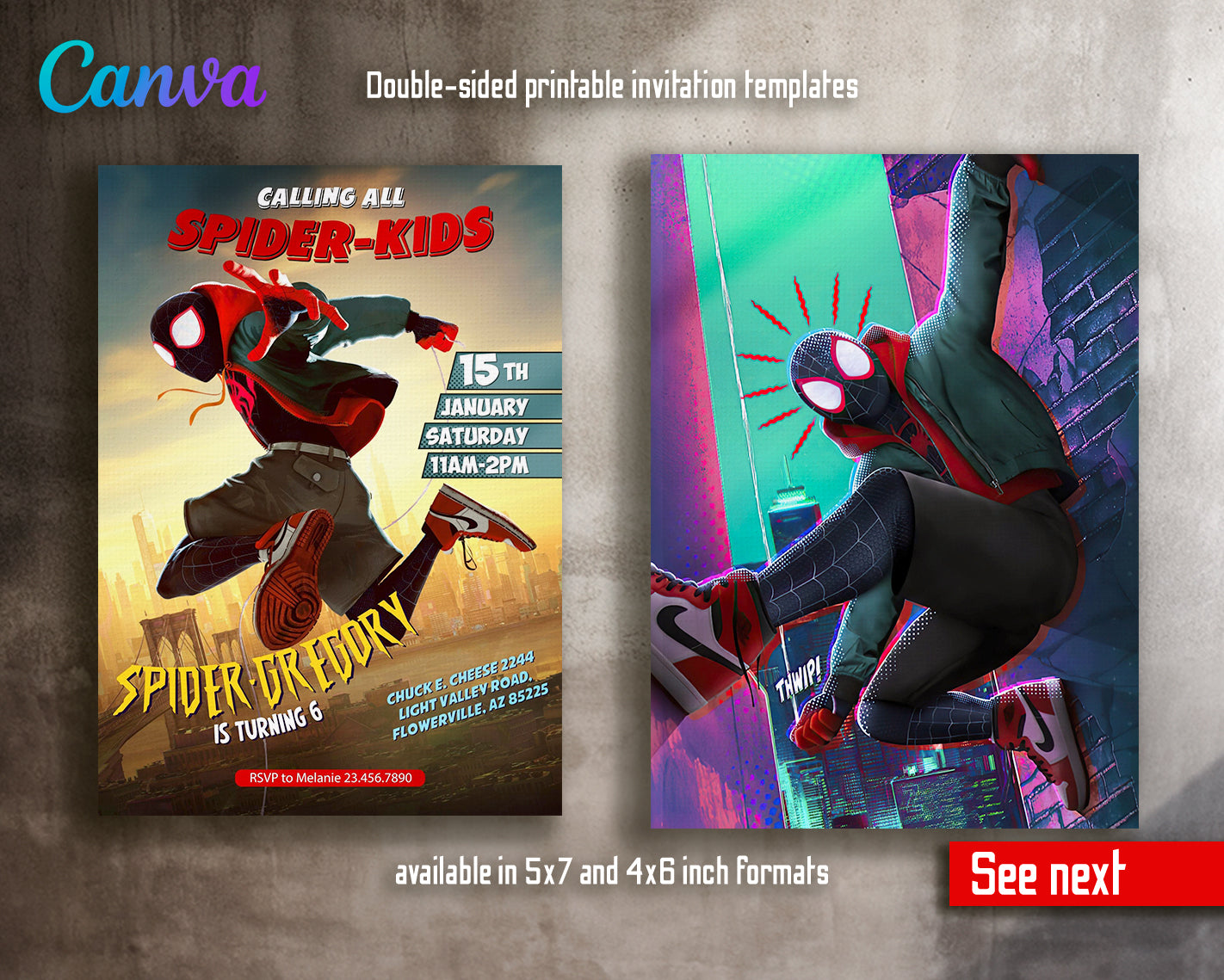 Spiderman Spider Verse customizable invite template boy | instant download | Share or Print | GE370