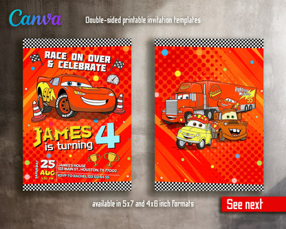 Cars Lighting McQueen customizable invite template | instant download | Share or Print | EN522