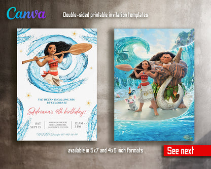 Moana Princess customizable invite template girl | instant download | Share or Print | HK152