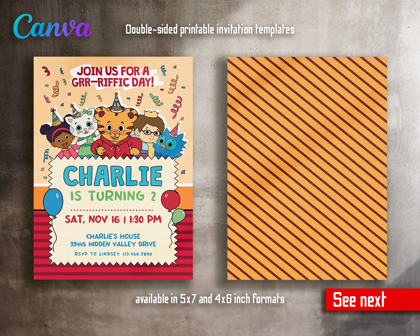 Daniel Tiger's Neighborhood customizable invite template | instant download | Share or Print | HI069