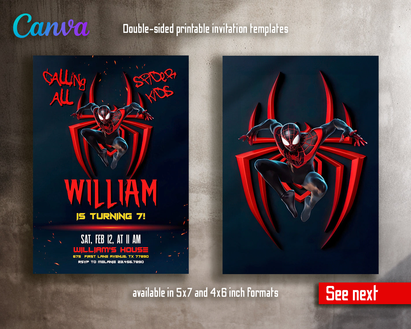 Spiderman customizable invite template boy | instant download | Share or Print | HS056