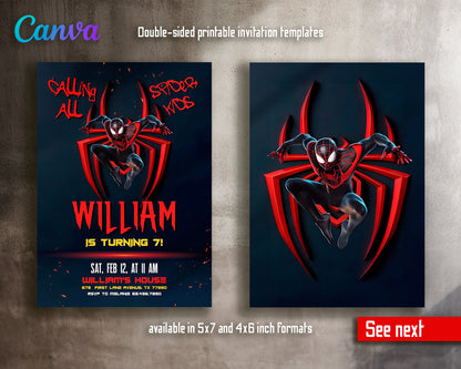 Spiderman customizable invite template boy | instant download | Share or Print | HS056