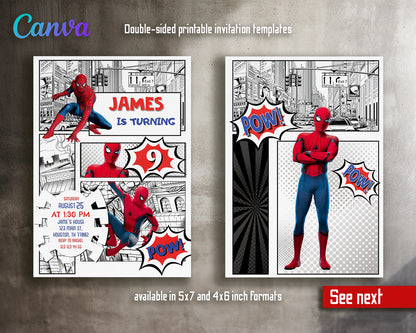 Spiderman customizable invite template | instant download | Share or Print | QH493