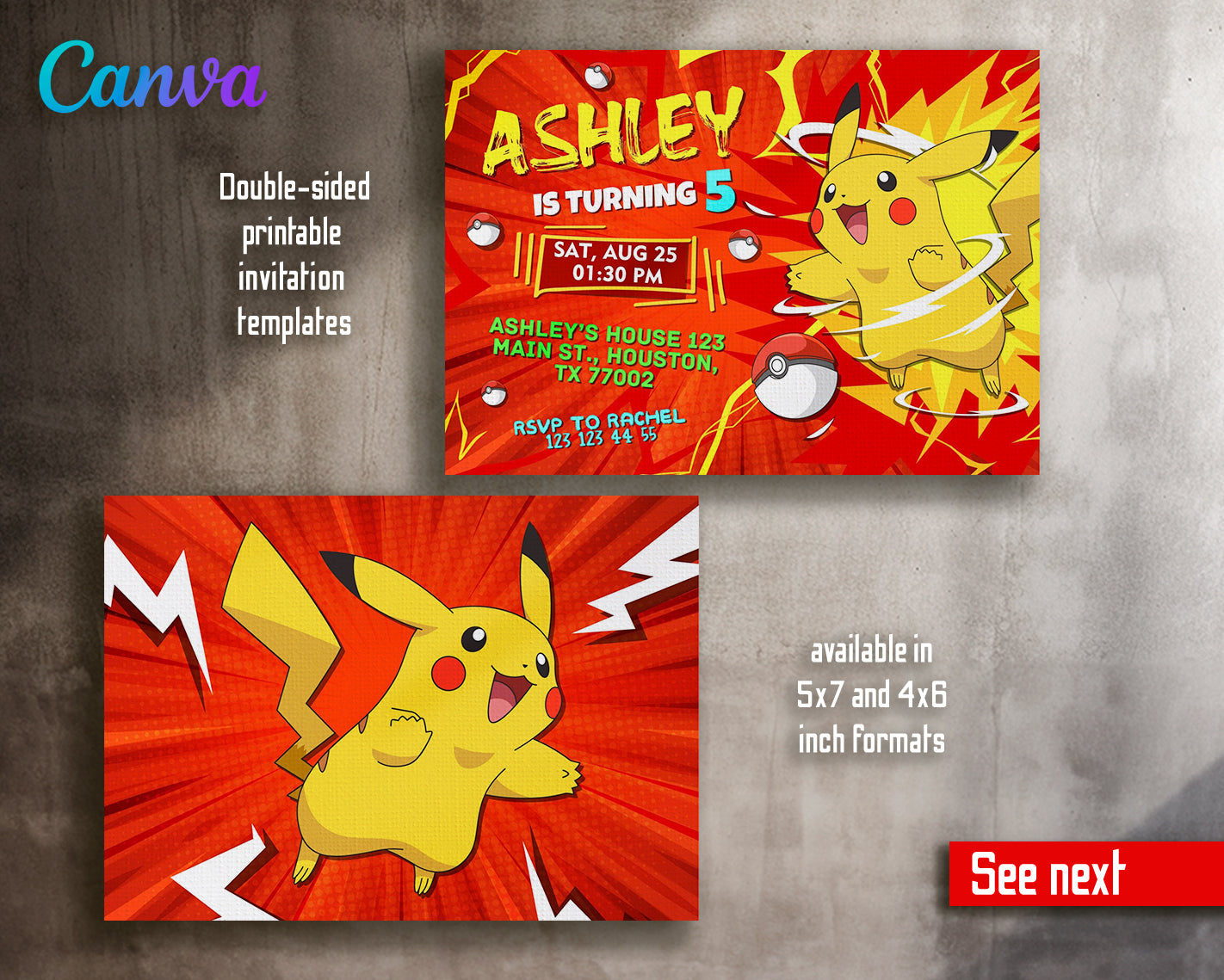 Pokemon customizable invite template | instant download | Share or Print | DK376