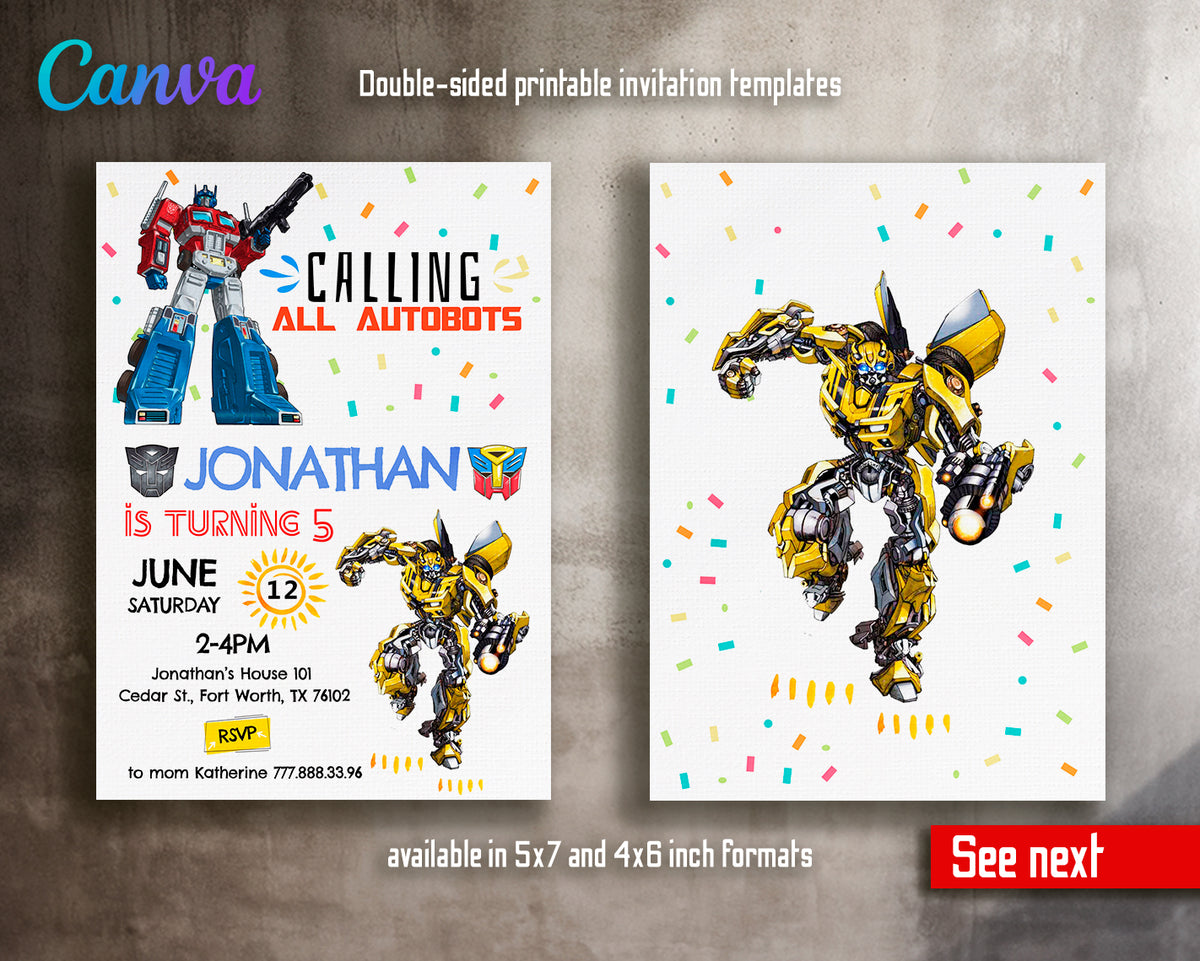 Transformers Invite Transformers, Rescue Bots customizable invite template boy | instant ...