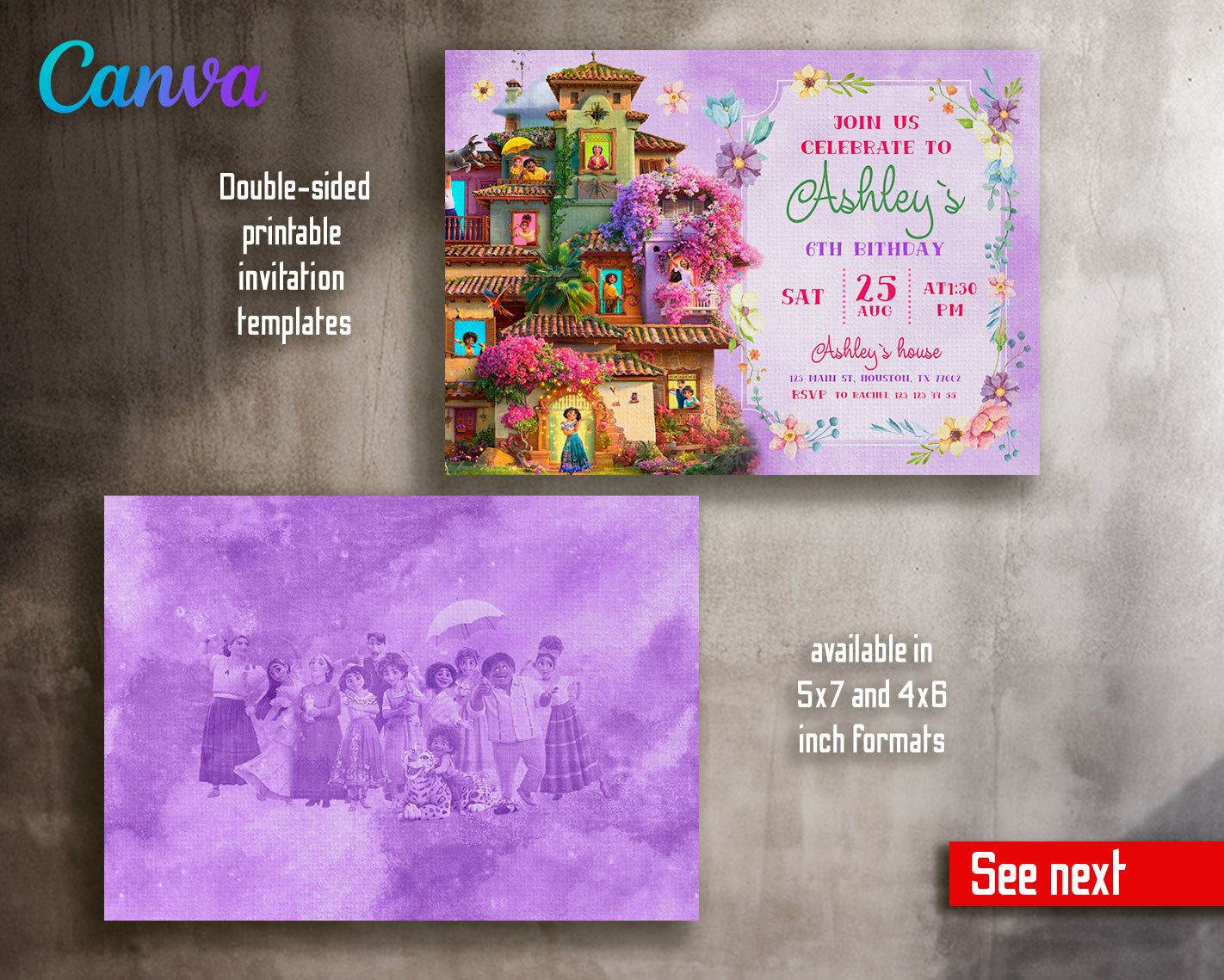 Encanto customizable invite template girl | instant download | Share or Print | XV436