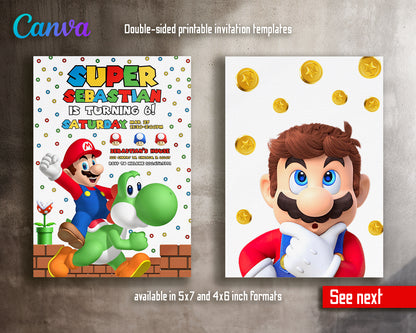 Super Mario Bros customizable invite template | instant download | Share or Print | UZ096