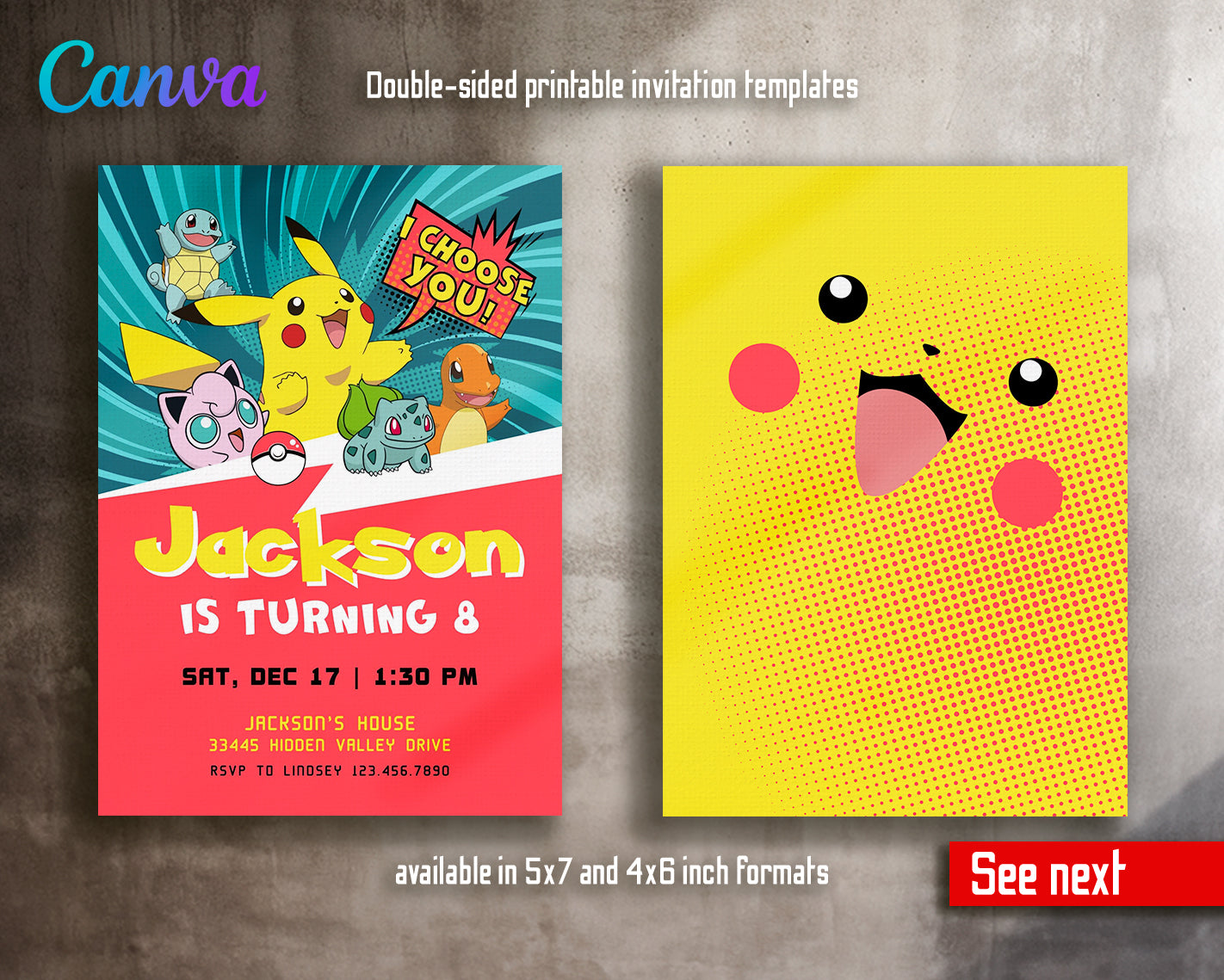 Pokemon customizable invite template | instant download | Share or Print | DF031