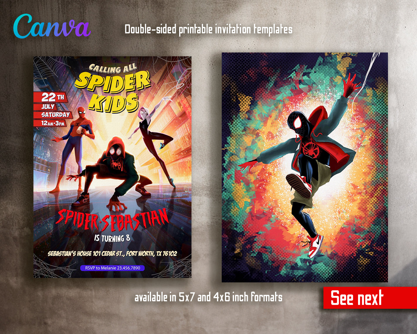 Spiderman Spider Verse customizable invite template | instant download | Share or Print | XJ894